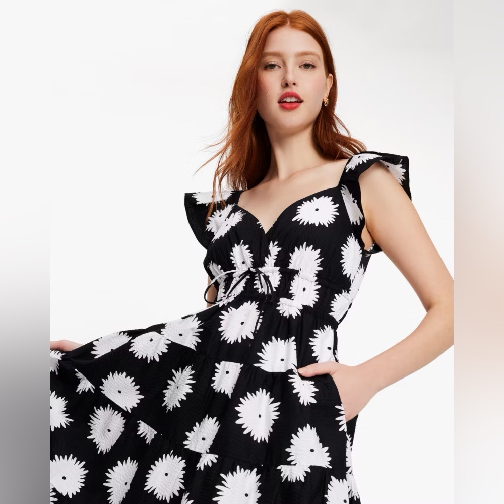 Kate Spade Black and White Floral Smock Dress